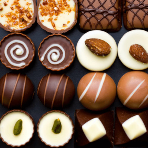 ROW OF FRENCH CHOCOLATES